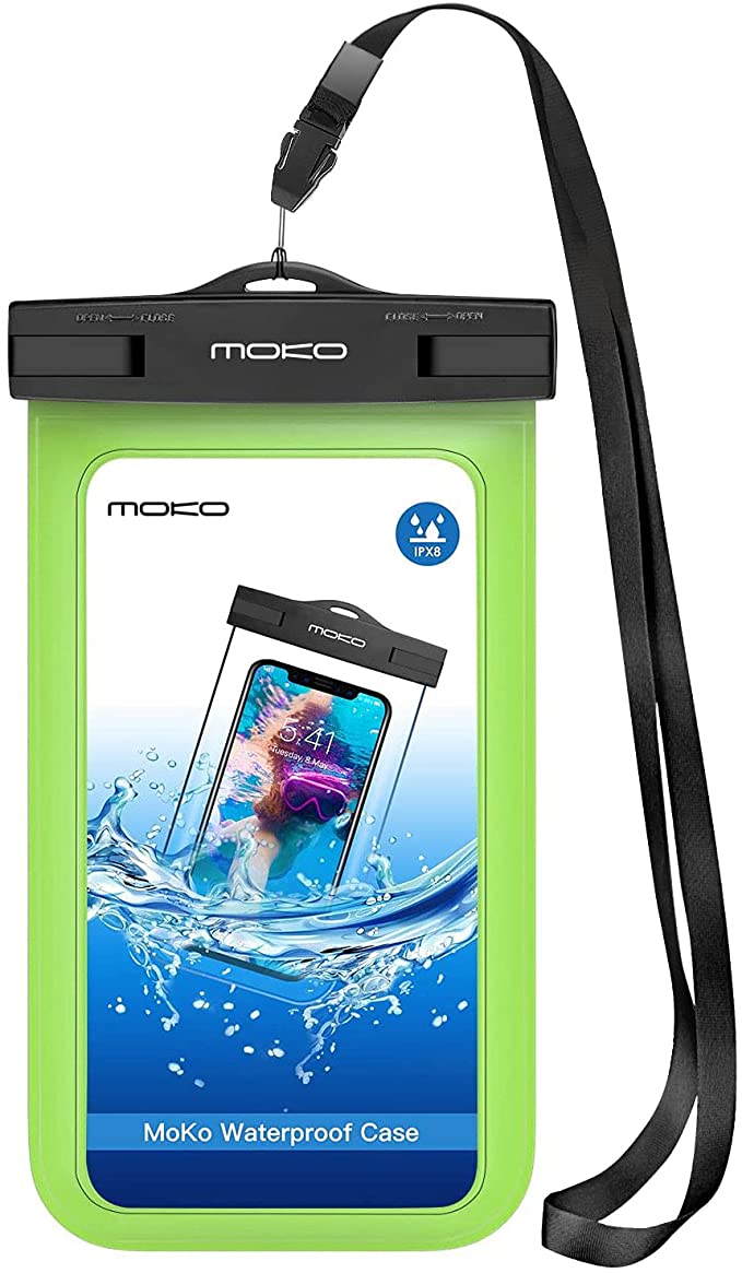 MoKo Waterproof Phone Pouch Holder, Underwater Cellphone Case Dry Bag with Lanyard Armband Compatible with iPhone 13/13 Pro Max/iPhone 12/12 Pro Max/11 Pro Max, Xr/Xs Max, 8, Samsung S21/S20/S10/S9