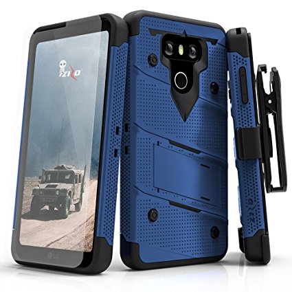 LG G6 Case, Zizo [Bolt Series] with FREE [LG G6 Screen Protector] Kickstand [12 ft. Military Grade Drop Tested] Holster Belt Clip - LG G6