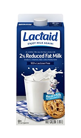 Lactaid, Lactose Free 2% Reduced Fat Milk, Ultra Pasteurized, Half Gallon, 64 oz