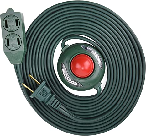 Electes 8 Feet 3 Outlet Extension Cord with Hand/Foot Switch and Light Indicator with Safety Twist-Lock, 16/2, Green, UL Listed (1)