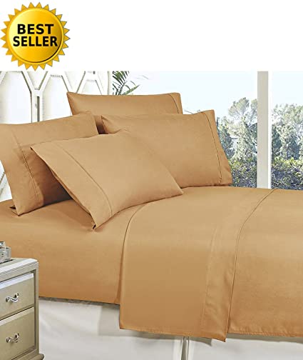 Mattrest Luxury Silky Soft - Wrinkle Resistant 1500 Thread Count Egyptian Quality Super Soft Fade Resistant 4-Piece Bed Sheet Set, Deep Pocket, Queen Gold