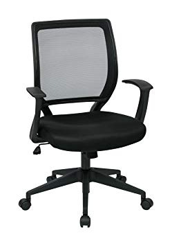 Office Star Woven Mesh Back Task Chair with Fixed Arms and Padded Mesh Seat, Black