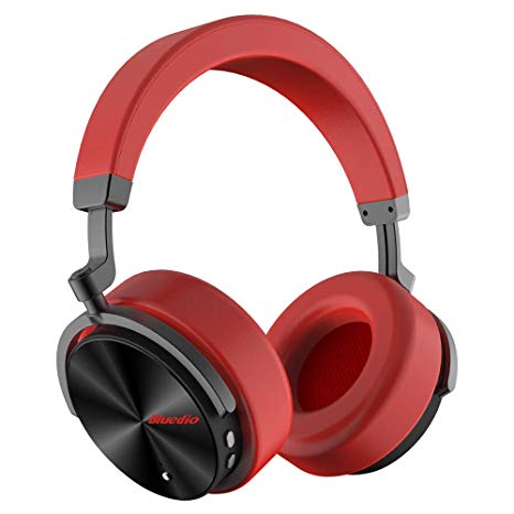 Bluedio 5TH Active Noise Cancelling Bluetooth Headset,Hi-Fi Stereo Wireless Over Ear Deep Bass Headphones with Microphone 30 Hour Playtime Comfortable Earpads for Travel Work TV(Red)