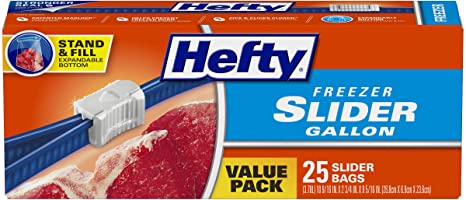 Hefty Slider Freezer Bags - Gallon, 9 Boxes of 25 Bags (225 Total)