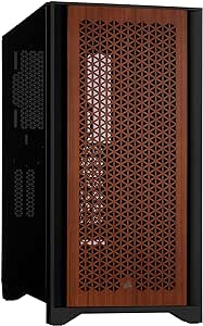 Corsair 4000D AIRFLOW Tempered Glass Mid-Tower ATX Case with Teak Front Panel - High-Airflow - Cable Management System - Spacious Interior - Two Included 120 mm Fans - Black and Teak