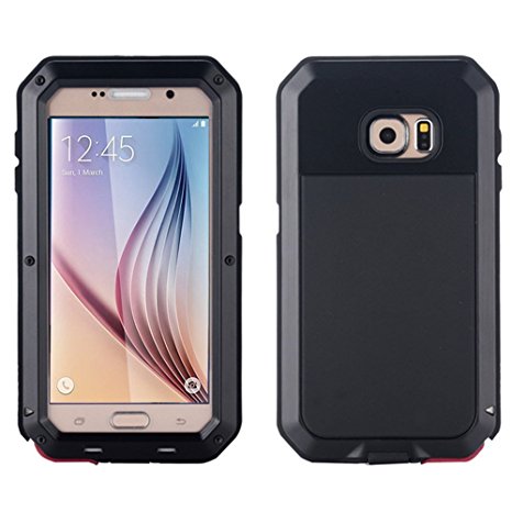 Galaxy S6 Case, Tomplus Waterproof Shockproof Aluminum Gorilla Glass Metal Case Cover For Samsung Galaxy S6 G9200 (black)