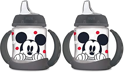 NUK Disney Learner Cup with Silicone Spout, Mickey Mouse, 5-Ounce, 2 Count (Disney Mickey)