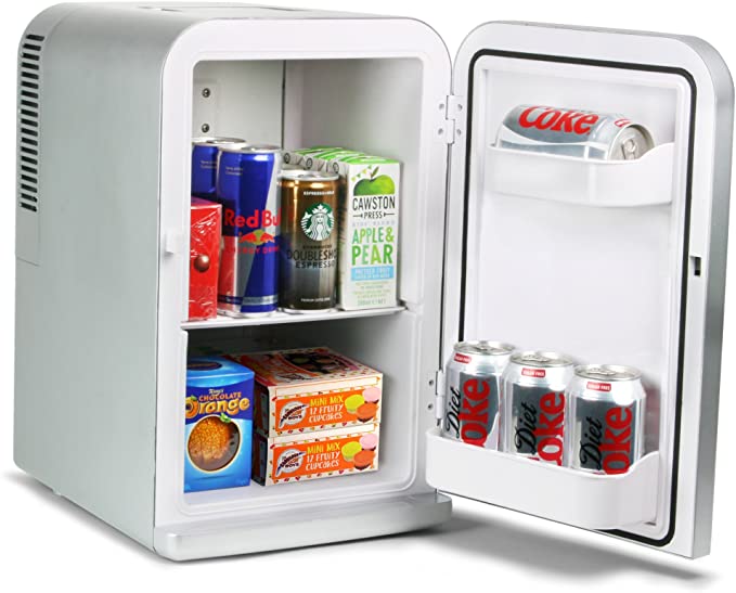 15 Litre Mini Fridge Cooler and Warmer - Silver | Thermoelectric Food & Drinks Chiller Ideal for Offices
