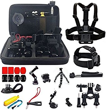 Amazingforless 30-in-1 Sport Accessory Kit for GoPro Hero4 Session Hero 1 2 3 3  4 SJ4000 5000 6000 7000 in Swimming Rowing Skiing Climbing Bike Riding Camping Diving and Other Outdoor Sports