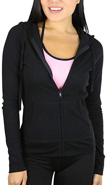 ToBeInStyle Women's Long Sleeve Full Zip-Up Thermal Hoodie