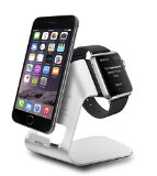 Apple Watch Stand iPhone Docking Station Esinkin Charging Stand Portable 2 in 1 Multifunctional Charger Dock Cradle for iWatch and all Smart PhonesSilver