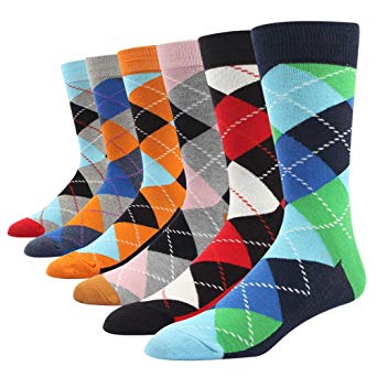 SOXART Men's Funky Dress Socks 6 Pack Multi Color Fun Cute Style