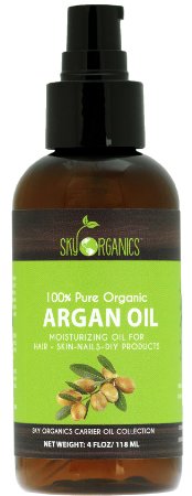 Best Moroccan Argan Oil By Sky Organics Unrefined 100 Pure Cold-pressed Organic Argan Oil From Morocco 4oz - Moisturizing and Healing For Dry Skin Hair Conditioning- For Skin and Hair Care
