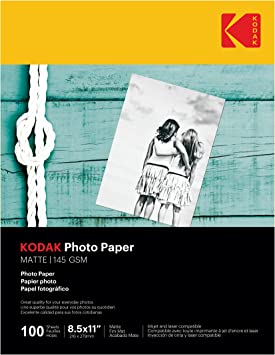 Kodak photo paper 8.5 x 11 matte, 100 count 39 lb - 145 g/m (41184-3510-225)