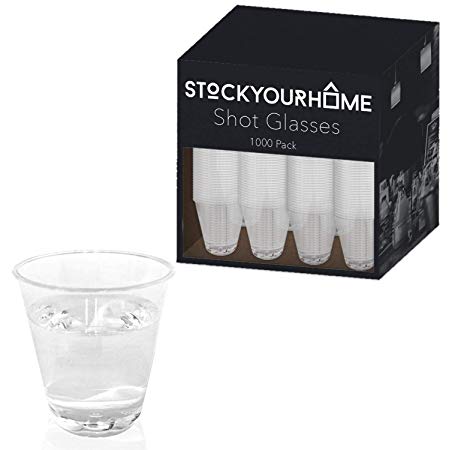 1000 Plastic Shot Glasses - 1.5 Oz Disposable Cups - 1.5 Ounce Shot Glasses - Ideal for Whiskey, Wine Tasting, Food Sampling and Sauce Dipping at Catered Events, Parties and Weddings (Clear)