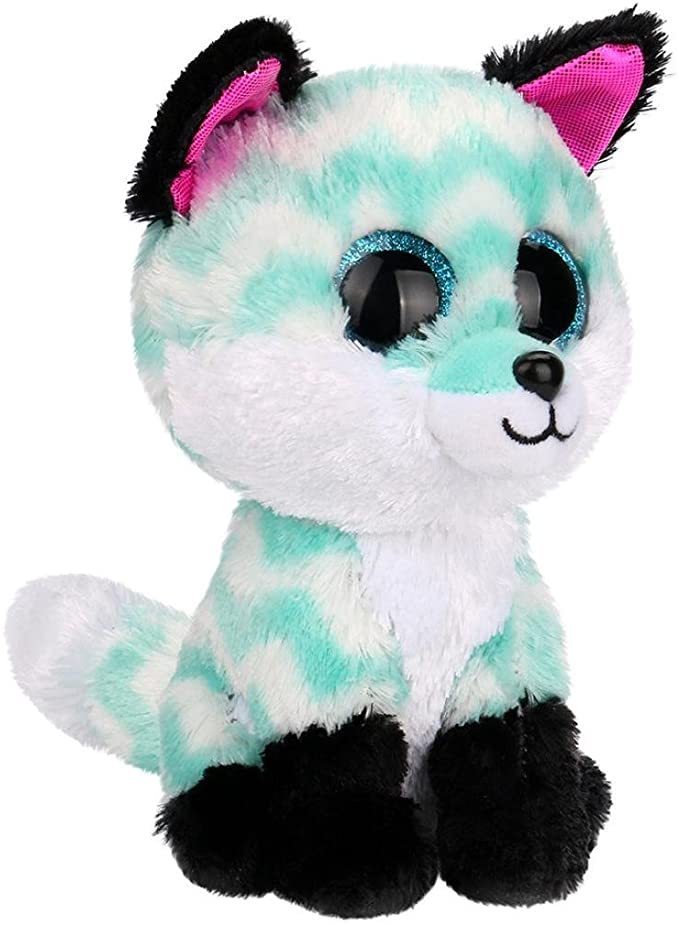 Hongxin Ty Beanie Boos Dotty Multicolor Leopard Big Eyes Beanie Baby Plush Stuffed Doll Toy Collectible Soft Big Eyes Toys Kids Creative Birthday Gift (Green Fox)