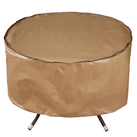 Abba Patio Outdoor Patio Round Fire Pit Cover/Table Cover, 40-inch, Water Resistant, Brown