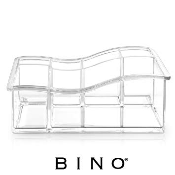 BINO 'B Squared' 6 Compartment Jewelry and Makeup Organizer, Clear and Transparent Cosmetic Beauty Vanity Holder Storage, Clear