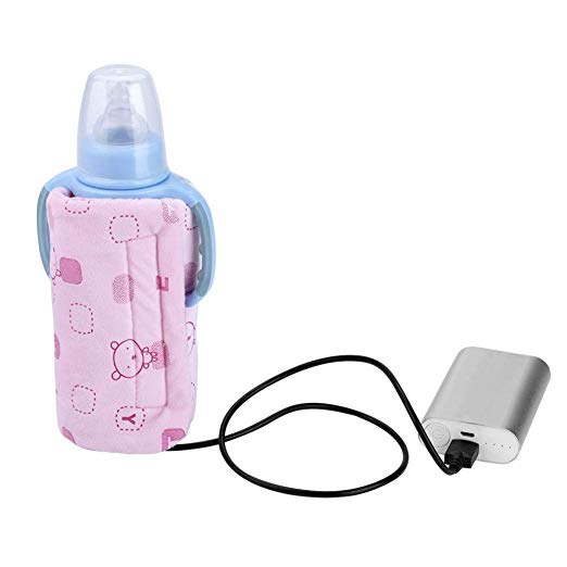 USB Milk Bottle Warmer Heater Keep Baby Milk or Water Warm Multifunction Coffee Tea Mug Beverage Warming Bag (Pink)