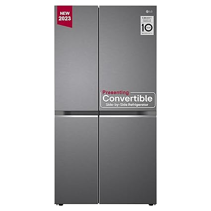 LG 650 L Frost Free Inverter Side By Side Refrigerator (2023 Model, GL-B257HDS3, Dazzle Steel, Convertible)