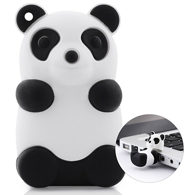 Bone Collection 8GB USB Flash Drive, Cute Animal Cartoon Character Cool Novelty Design Memory Stick Thumb Drive Silicone Enclosure for School Students Kids Children - Panda
