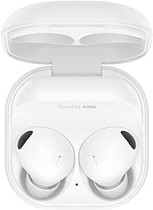 Samsung Galaxy Buds2 Pro kabellose Bluetooth-Kopfhörer, True Wireless, Geräuschunterdrückung, Lade-Etui, Klangqualität, Wasserabweisend, White inkl. Nukin Clear Case[Exklusiv bei Amazon]