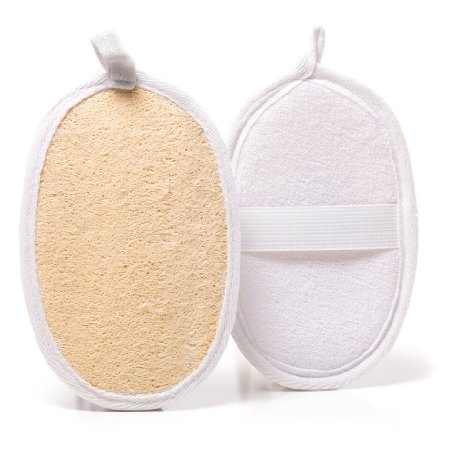 Exfoliating Loofah Pads - Bath and Shower 2 Pack - Skin Care Tool For Men and Women - 100 Natural Luffa Product - Excellent Body Scrubber and Exfoliator Sponge - Helps Create Clear Smooth Skin