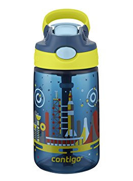 Contigo AUTOSPOUT Straw Gizmo Flip Kids Water Bottle, 14oz, Nautical with Space Station