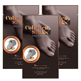 Voesh Collagen Socks For Feet - Collagen Foot Mask for Men and Women - Moisturizing Socks to Repair Dry Feet - Spa Pedicure Treatment for Cracked Heels - Pedicure Glove