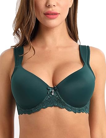 Women's Bra,Underiwre Full Support Bra,Wide Rib Straps T-Shirt Push Up Bra Everydaywear 34C-46DD