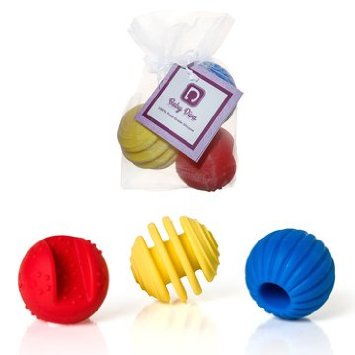 Sensory Balls - Textured Ball Set for Baby and Toddlers - Teether Ball Toys - BPA-Free - Set of 3