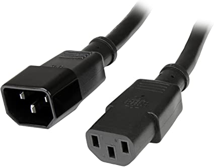 StarTech.com 3 ft 14AWG Computer Power Cord Extension - C14 to C13 PDU Style Computer Power Extension Cable 14 AWG (PXT100143)