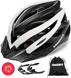 KINGBIKE Bike Helmet Men Women Bicycle Adult Cycling Road Mountain MTB Helmets for Mens Womens Adults Casco para Bicicleta with Safety Light Portable Bag Accessories