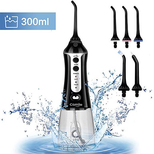 Cordless Water Flosser Portable Oral Irrigator 300ml Reservoir IPX7 Waterproof FDA With 6 Jet Tips