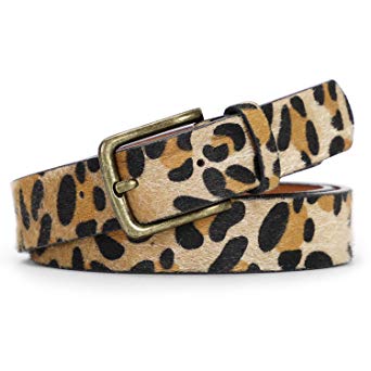 JASGOOD Leopard Print Leather Belt for Women Jeans Pants Waist Belt for Dresses