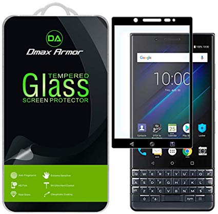 [2-Pack] Dmax Armor for BlackBerry KEY2 LE [Tempered Glass] Screen Protector, (Full Screen Coverage) (Black)