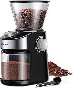 SHARDOR Burr Coffee Grinder Electric with 32 Grinding Sizes, Coffee Bean Grinder with 40 Seconds Adjustable Electronic Timer, Coffee Grinders for Home Use with Silver Chamber Cleaning Button