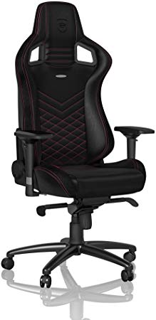 noblechairs Epic Gaming Chair - Office Chair - Desk Chair - PU Faux Leather - 120kg - 135° Reclinable - Lumbar Support Cushion - Racing Seat Design - Black/Pink