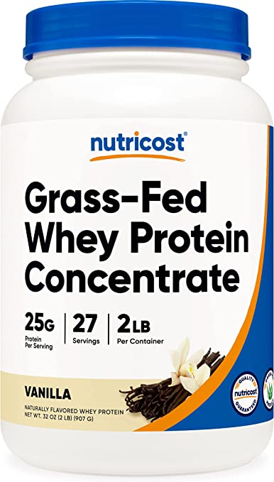 Nutricost Grass-Fed Whey Protein Concentrate (Vanilla) 2LBS - Undenatured, Non-GMO, Gluten Free, Natural Flavors