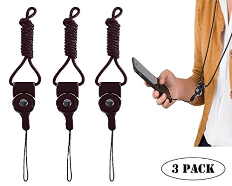 Welity 3 Pcs Pack Detachable Sling Hook Lanyard Necklace Wrist & Neck Strap Keychain Wristlet for Mobile Phone & Office Portable item, Black