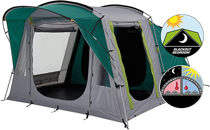 Coleman Tent Oak Canyon 4, 4 Person Family Tent with Blackout Bedroom Technology, 4 Man Camping Tent with 2 Extra Dark Sleeping Cabins, 100 Percent Waterproof, Easy to Pitch