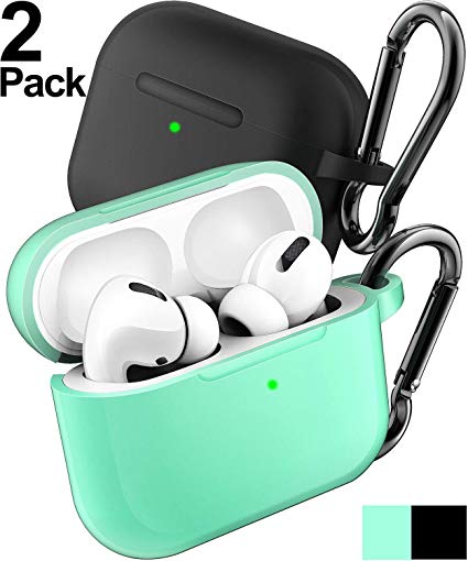 Penom Case for AirPods Pro Case Cover (2 Pack) (Black&Mint Green)