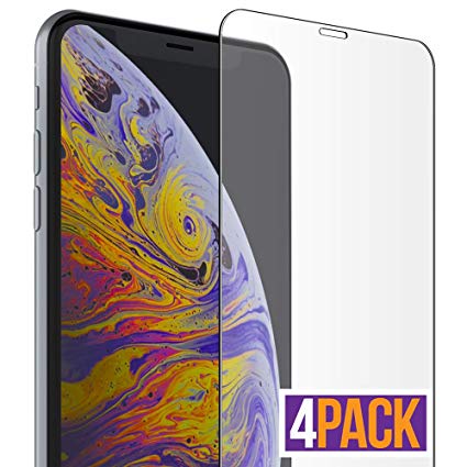 FlexGear iPhone Xs MAX Glass Screen Protector [Coverage ] HD Clear, Designed for iPhone Xs MAX (4-Pack)