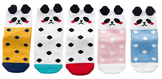 Fiream Girls Cute Animal Cartoon Cotton Crew Socks 5 pack