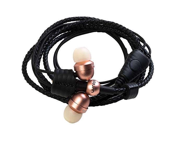 Wraps Wearable Braided Wristband Headphone Earbuds, Rose Gold (WRCORG-V16M)