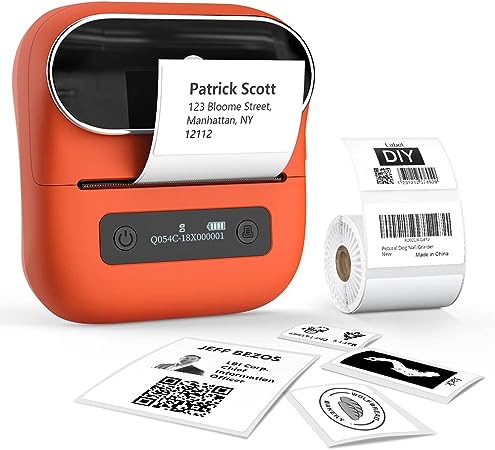 Phomemo M220 Label Printer, Portable Barcode Printer, 3.14 Inch Bluetooth Thermal Label Maker for Barcodes, Name, Address, Shipping Labeling, for Office Home, Compatible with Phones and Some PC Orange