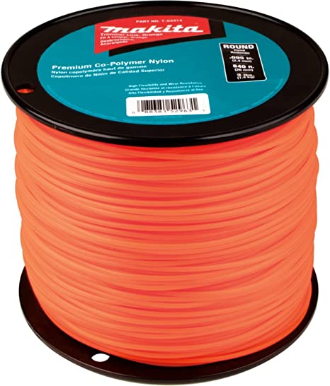 Makita T-03414 Round Trimmer Line, 0.095”, Orange, 840’, 3 lbs.