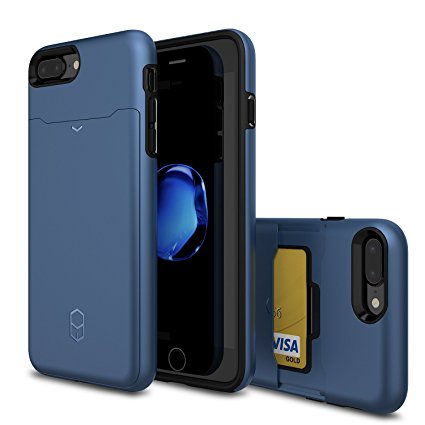 Patchworks Level Card Case Navy for iPhone 7 Plus - Military Grade Protection Case, Extra Protection, Impact Disperse System, Card Holder Slot Wallet