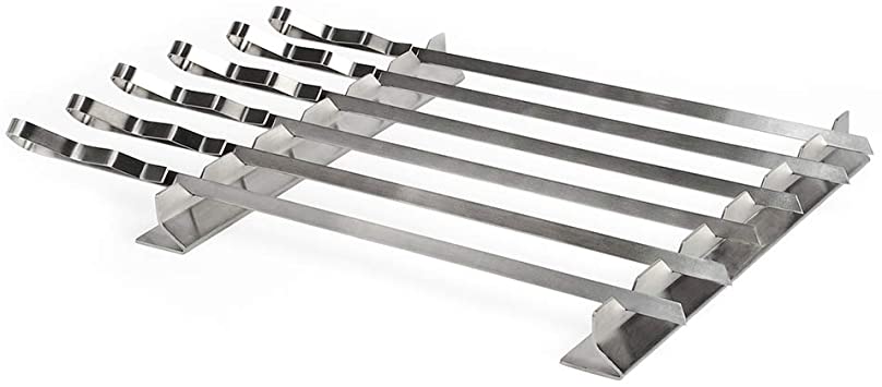 Steven Raichlen SR8816 Stainless Steel Kabob Rack with 6 Skewers Set