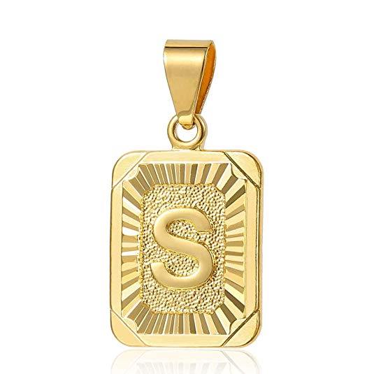 Trendsmax Initial Letter Pendant Necklace Mens Womens Capital Letter Yellow Gold Plated A Z Stainless Steel Box Chain 22inch